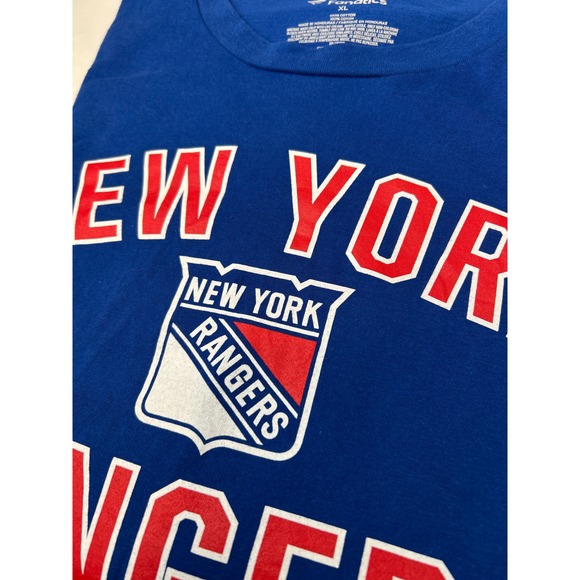 New York Rangers NHL Blue Red T Shirt Fanatics 100% Cotton XL - Picture 4 of 4